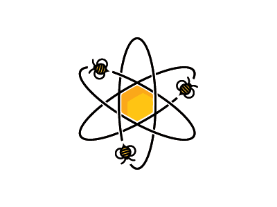 Research Bees logo mark bee research atom cell hive beehive.png