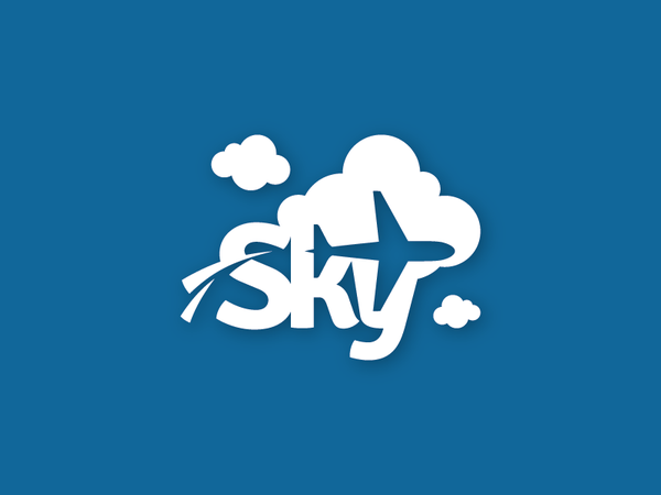 Sky logo mark symbol sky cloud airport airlines travel negative space.png