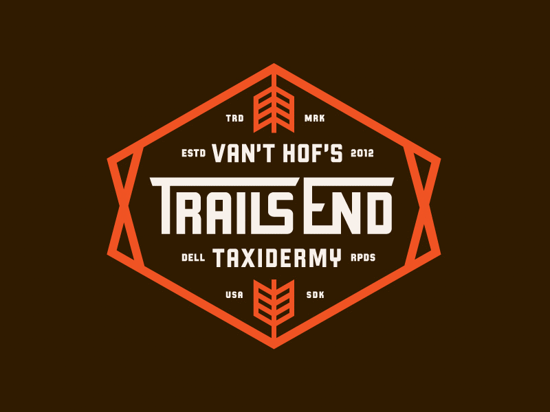 Vant Hofs Trails End Taxidermy taxidermy branding badge typography log.gif