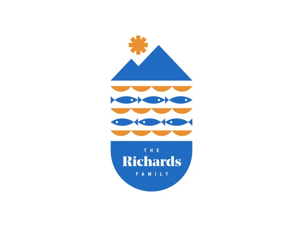 The Richards Family Reunion Shirt orange blue mountain sun water fish.jpg