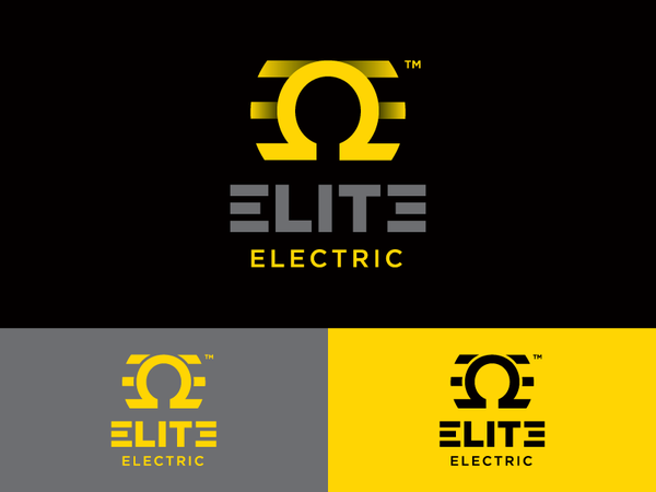 Elite Electric logo identity yellow ohm omega electric.png