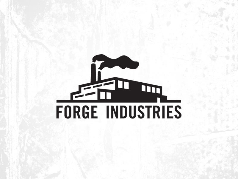 Forge Logo Concepts factory logo identity black and white black  white.gif