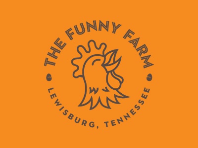 The Funny Farm - 1 Color chicken cluck funny farm logo design brown or.jpg