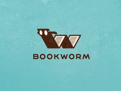 Bookworm worm book reading education illustration graphic logo glasses.webp