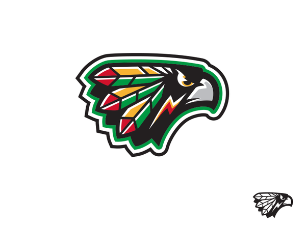 Hawk Warrior_Drib mascot headdress logo sports warrior hawk.webp