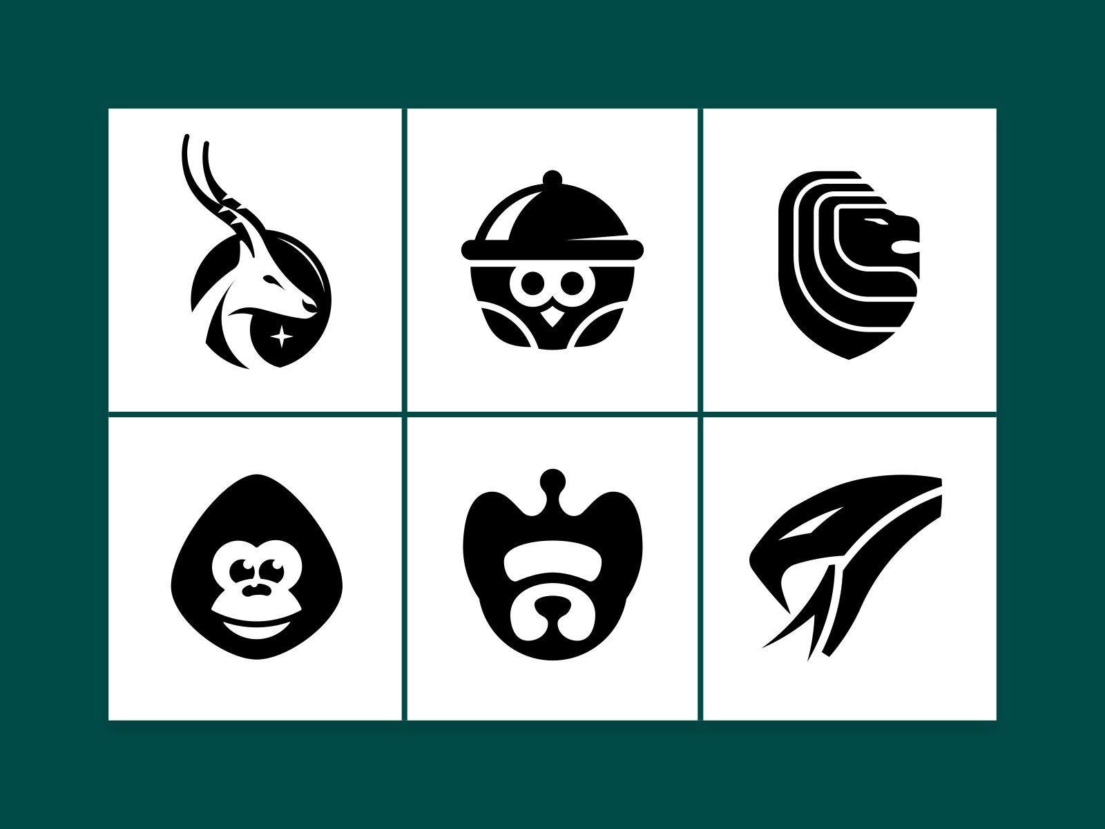 6 animal head logos snake monkey dog lion owl deer brandidentity custo.jpg