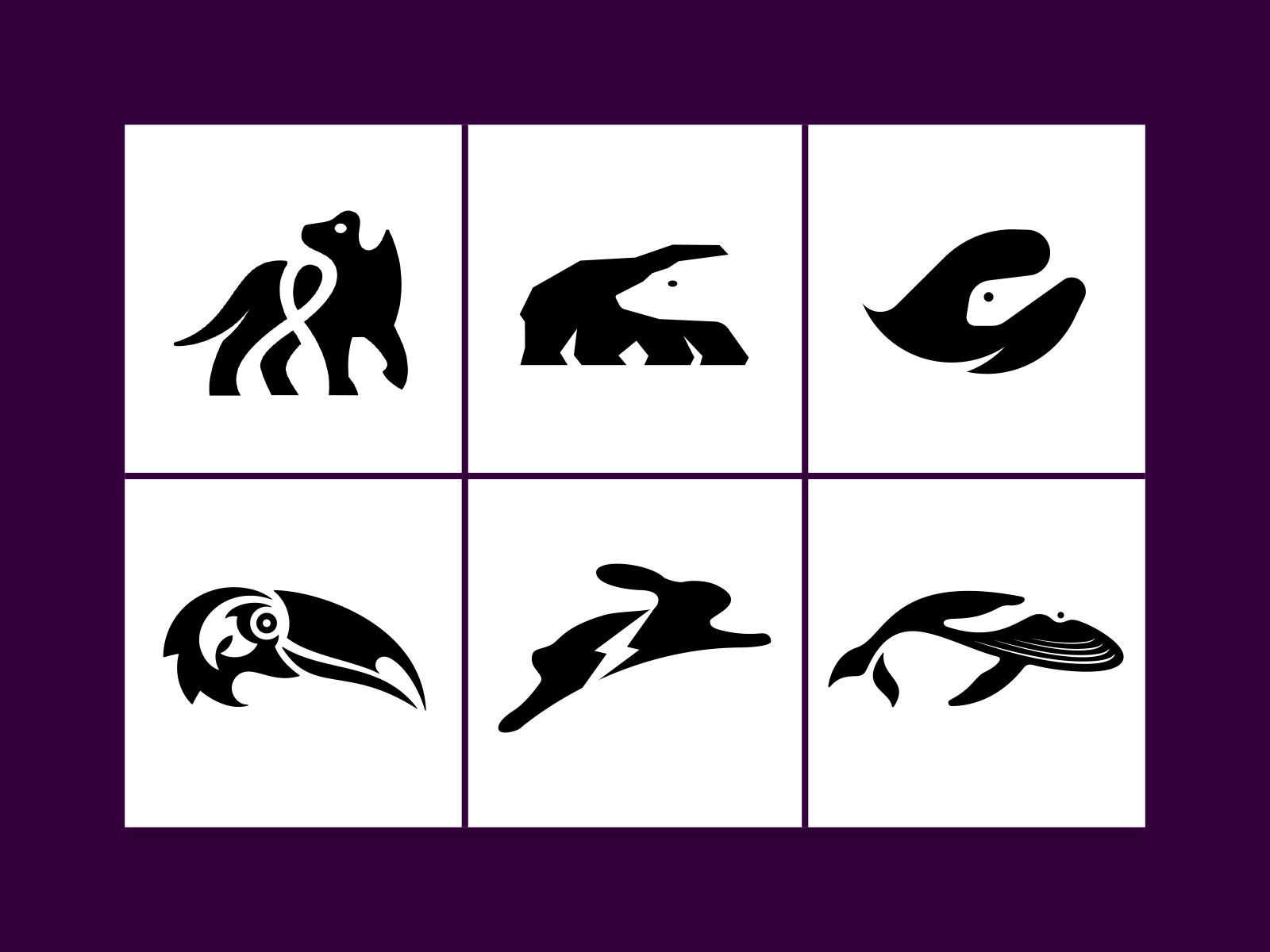 6 negative space animal logos - part II toucan rabbit bird turtle bear.jpg