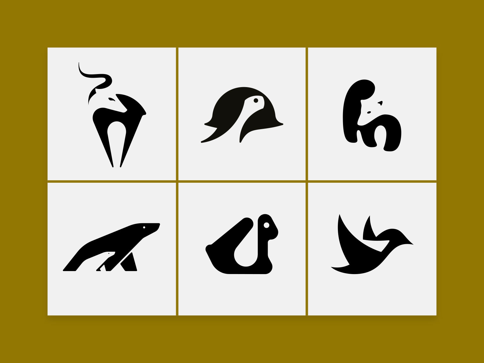 6 negative space animal logos rabbit deer turtle bird polar bear anima.jpg