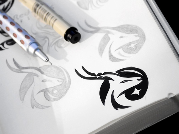 Antelope springbok logo concept springbok antelope sketch logo.jpg