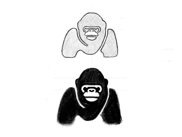 Gorilla + M - rough sketch monogram m animal sketch gorilla mark progr.jpg