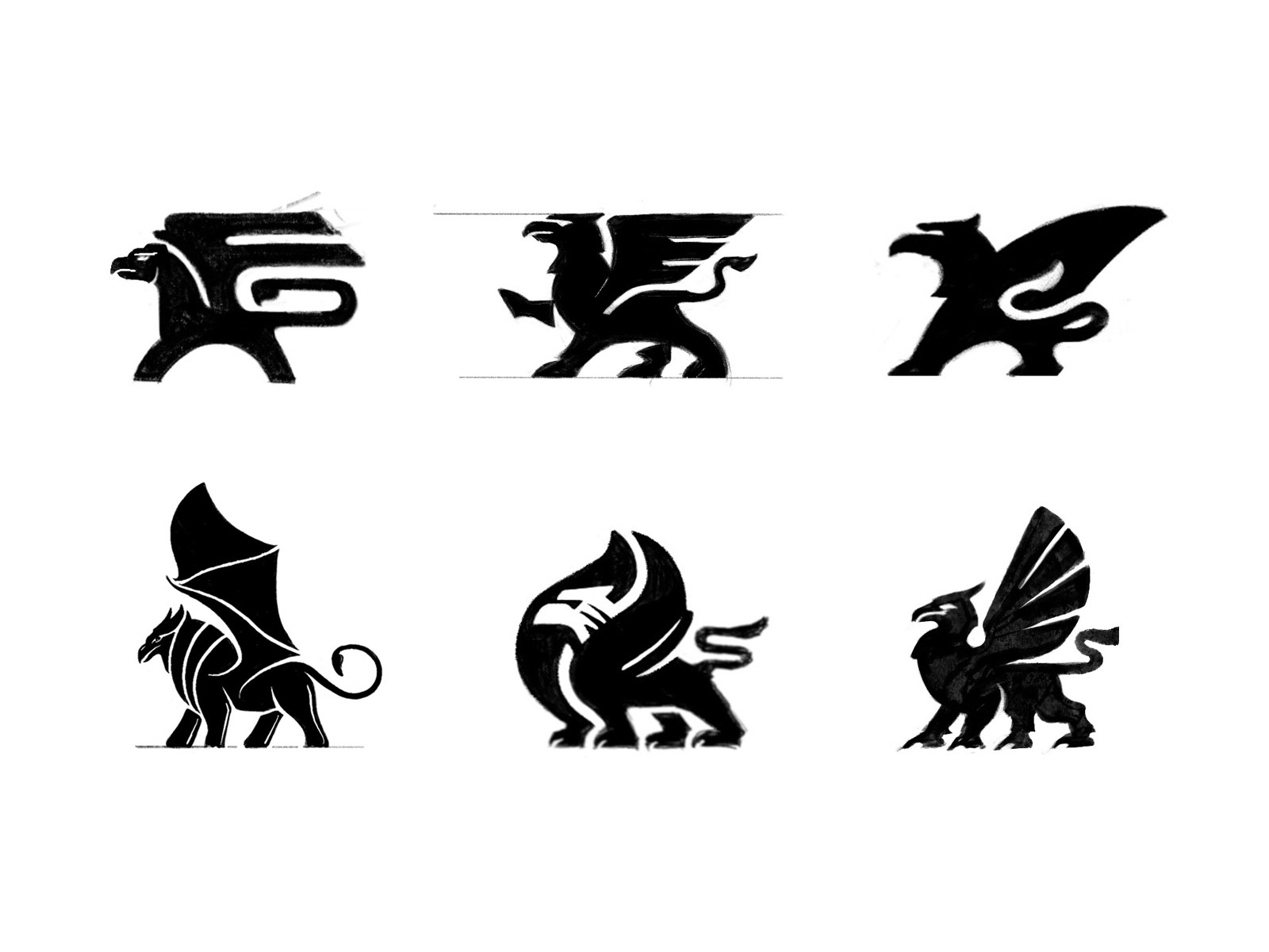 Griffin Sketches process sketches brand identity griffin custom logo d.jpg