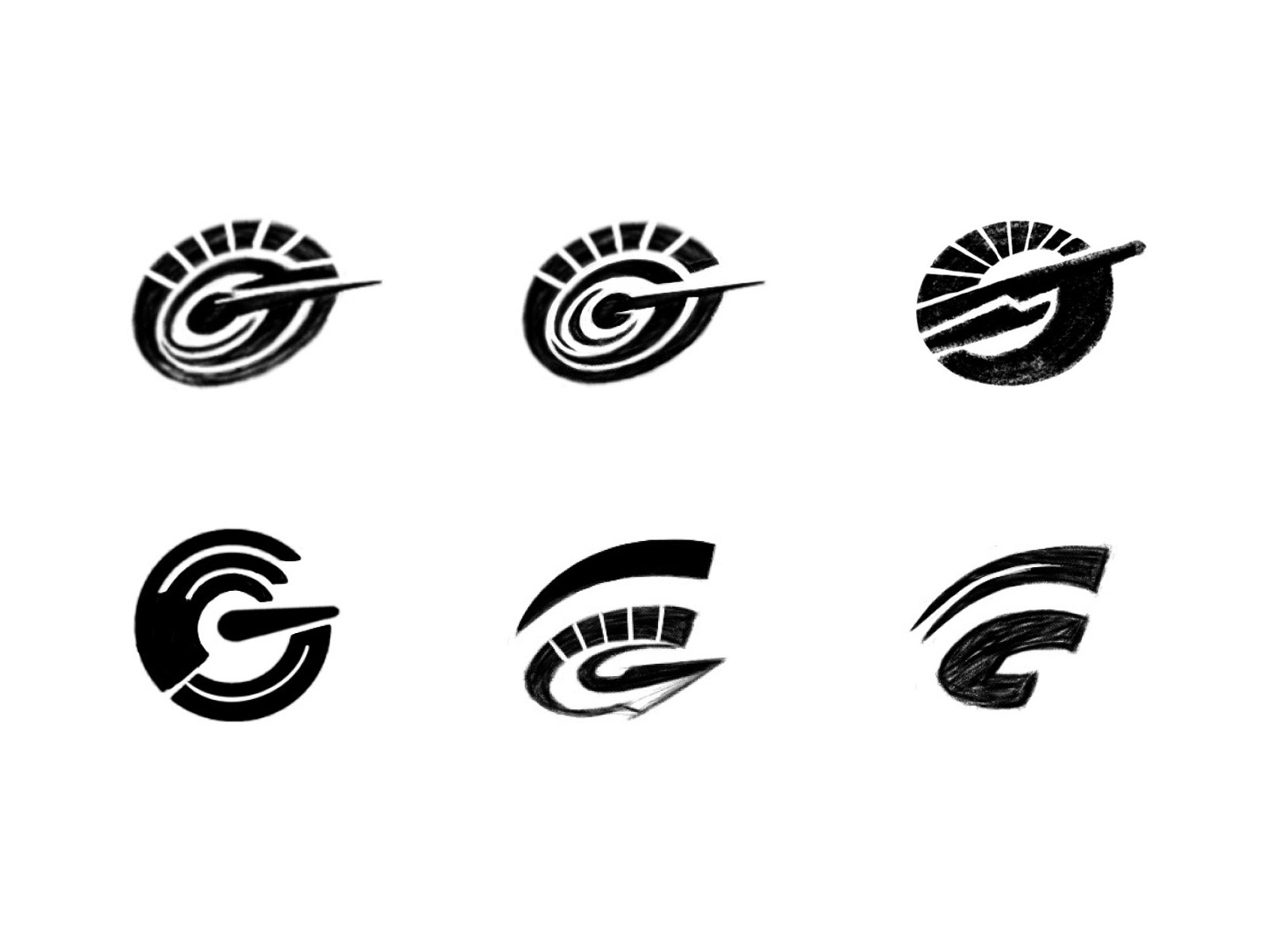 Speedy G-sketches process sketches speed monogram custom logo design s.jpg