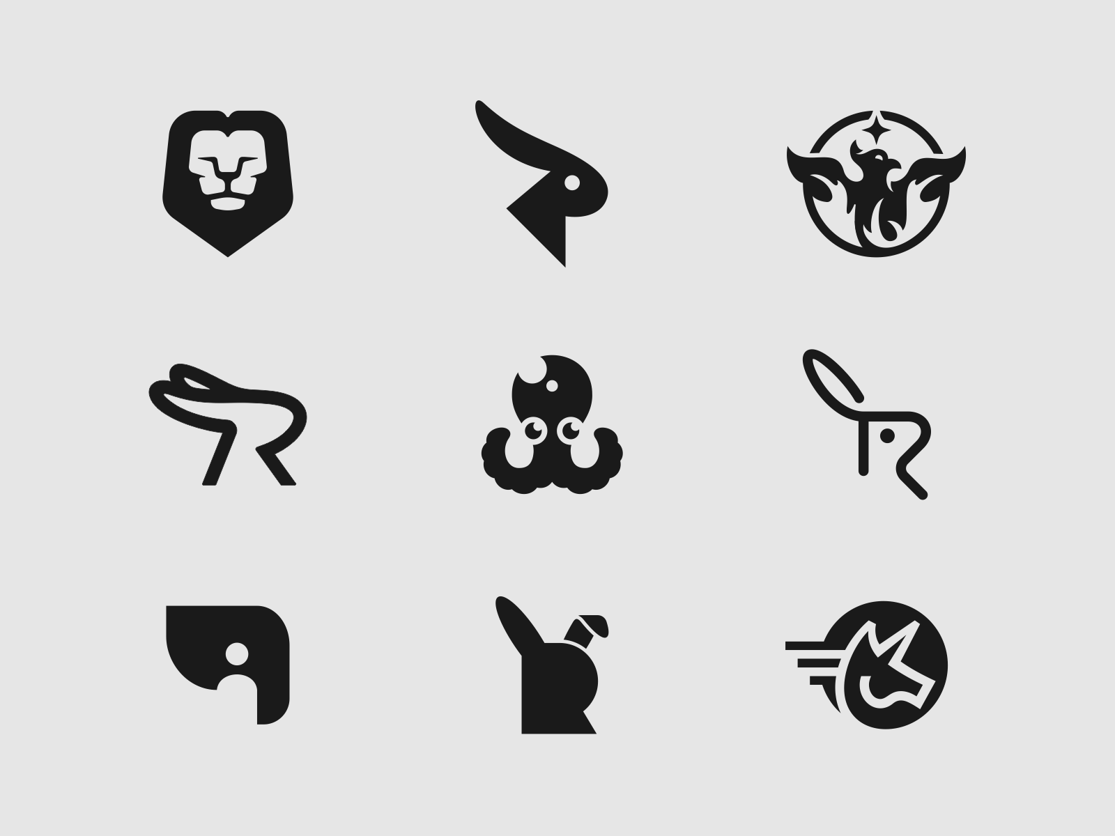 Animal Logos l a z y d o g octopus elephant unicorn rabbit lion phoeni.png