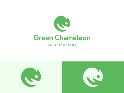 Green Chameleon Veterinarians Logo Design animal vet negative space ha.png