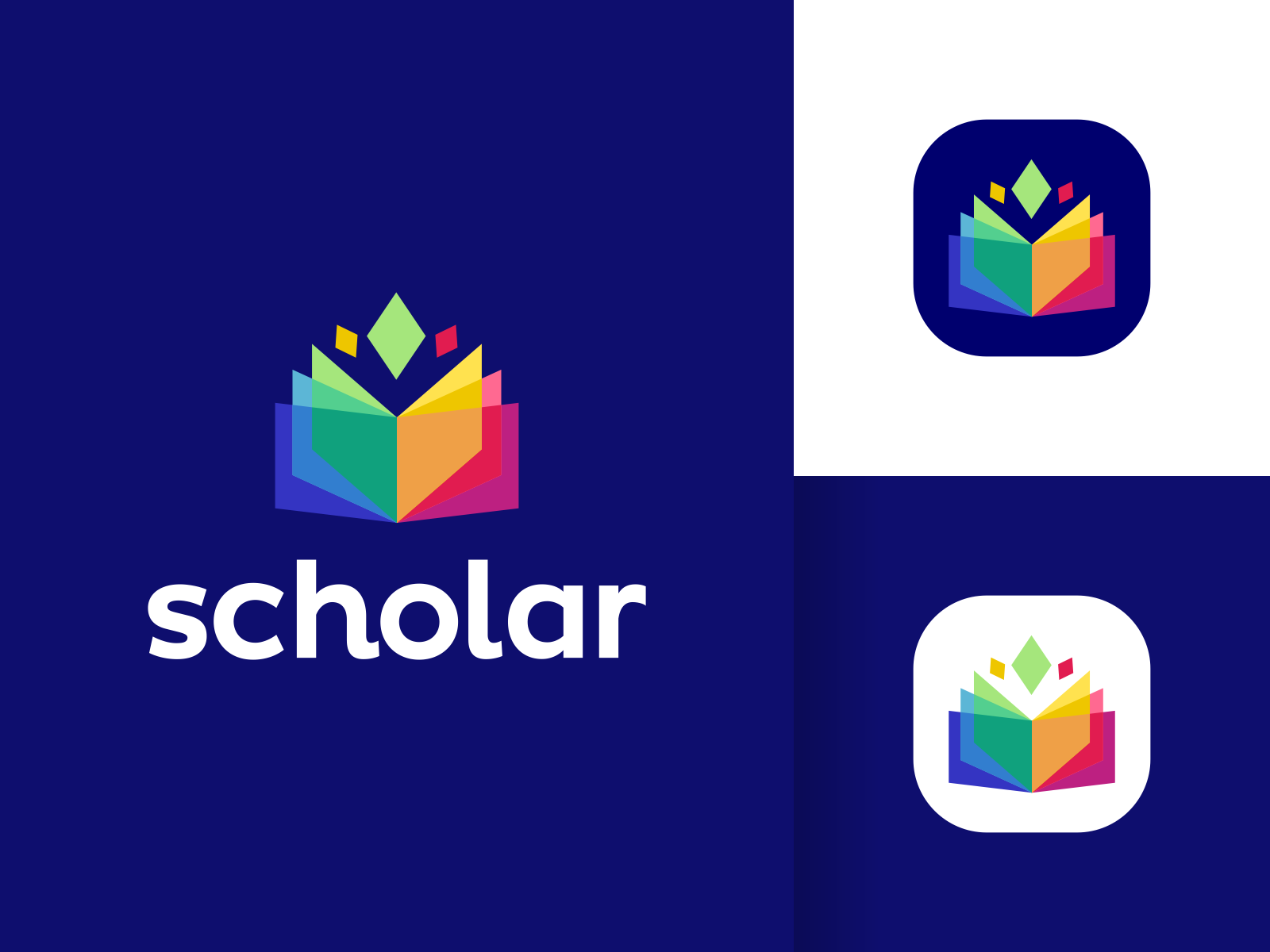 Scholar Logo Design visual identity vibrant transparency spark smart m.png