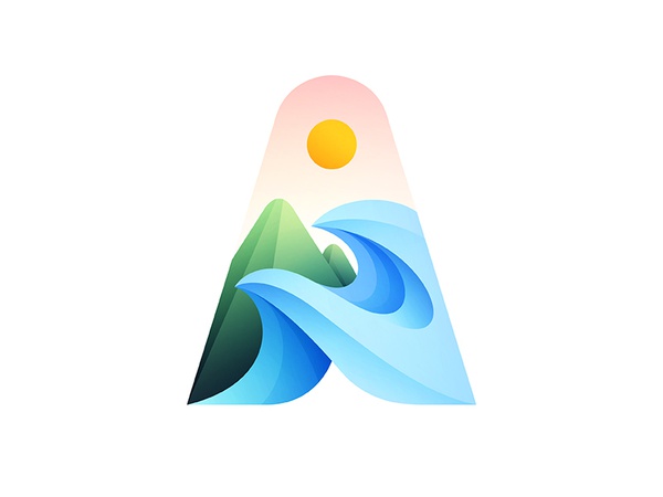 A gradient logo colorful colours colour colors color branding design b.jpg