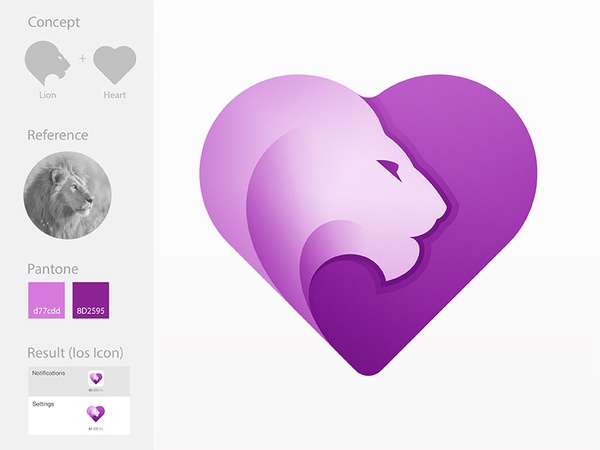 Lion Heart Logo Project icon app ios project love heart animal lion yp.jpg