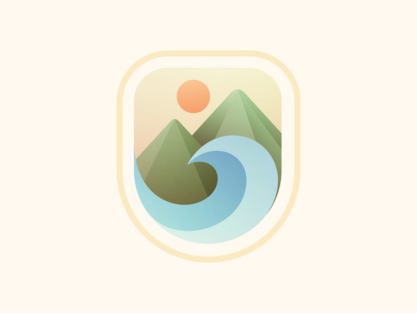 Mountain Badge badge sun mountains wave design branding vector illustr.jpg
