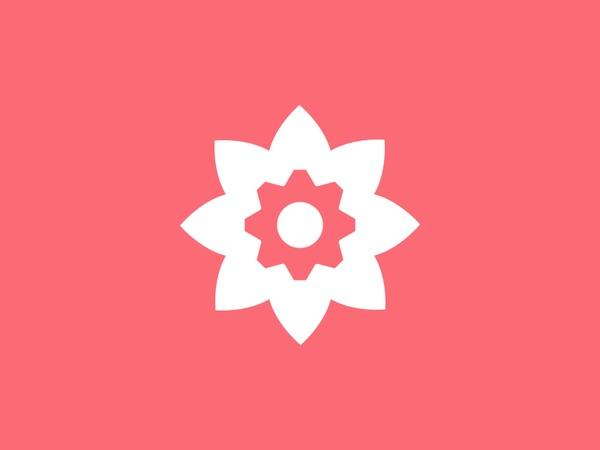 Bouquet Build logo bouquet flower gear cog build automation negative s.jpg