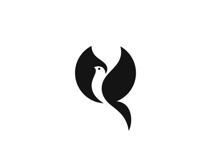 Bird negative space mark logo symbol bird.webp