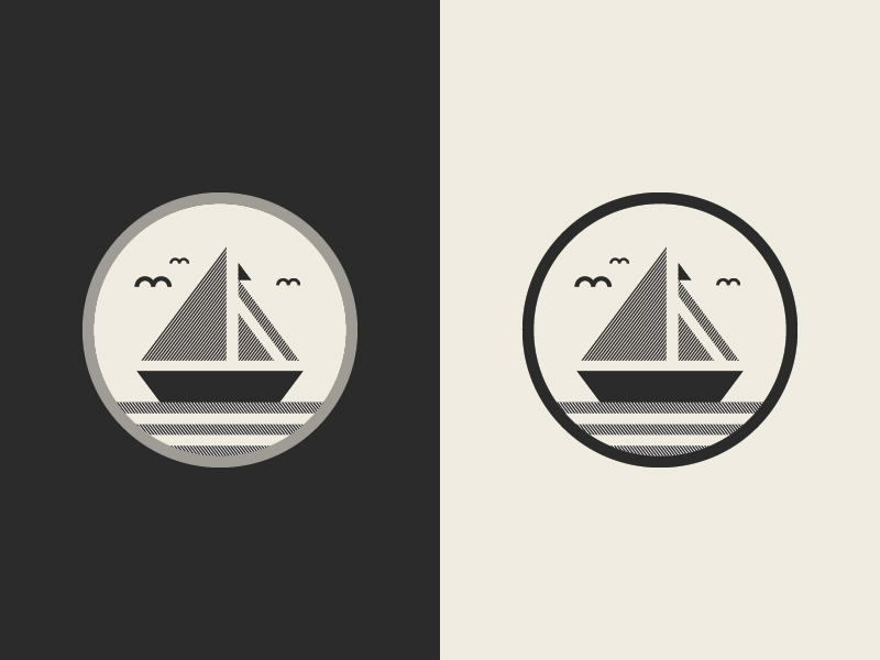 Boat landscape boat line illustration.webp