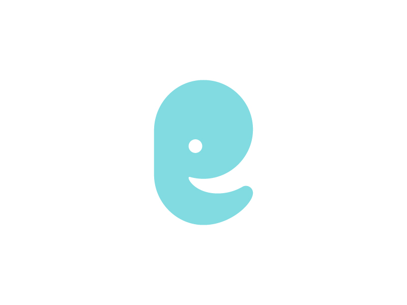 e + Elephant negative space elephant e mark symbol logo.webp