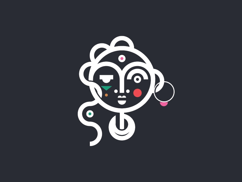 Mongolian Girl art illustration face line logo symbol girl mongolian g.webp