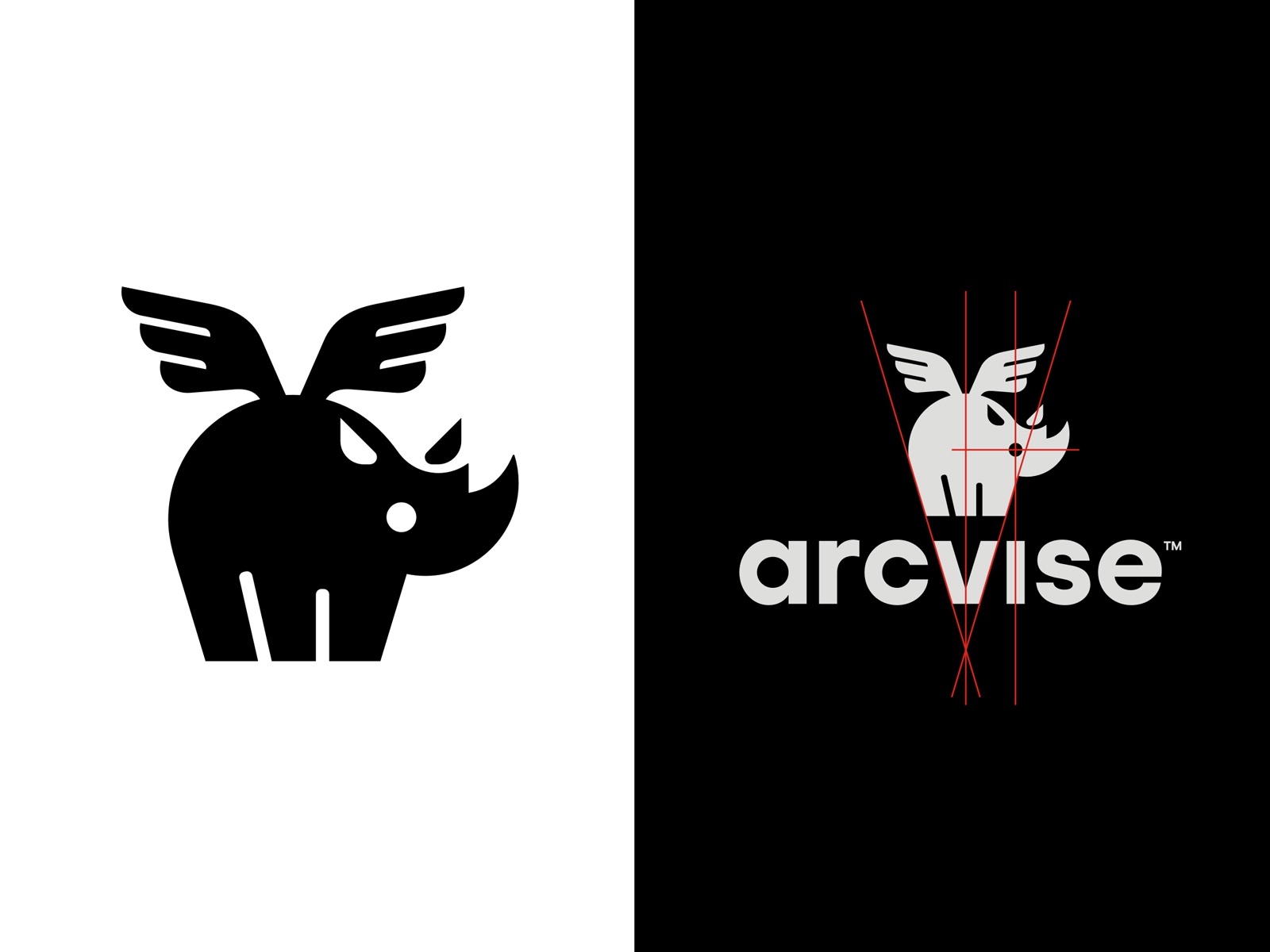 Arcvise grid tech it baby wings flying rhino animal logo.jpg