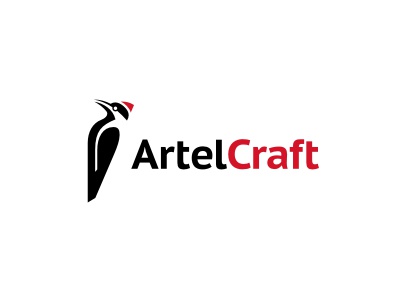 Artel Craft logo bird animal woodpecker wood floor black red craft.jpg