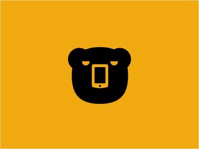 Bearmobile logo animal wild bear negative mobile phone yellow black be.jpg