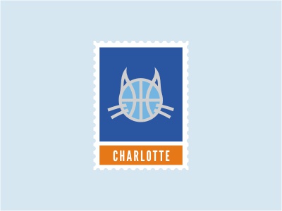 Charlotte Bobcats logo stamp sports basketball ball animal cat wild bl.jpg