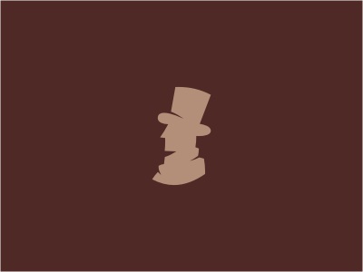 G-Man logo human head gentleman hat cut shadow beige brown retro vinta.jpg