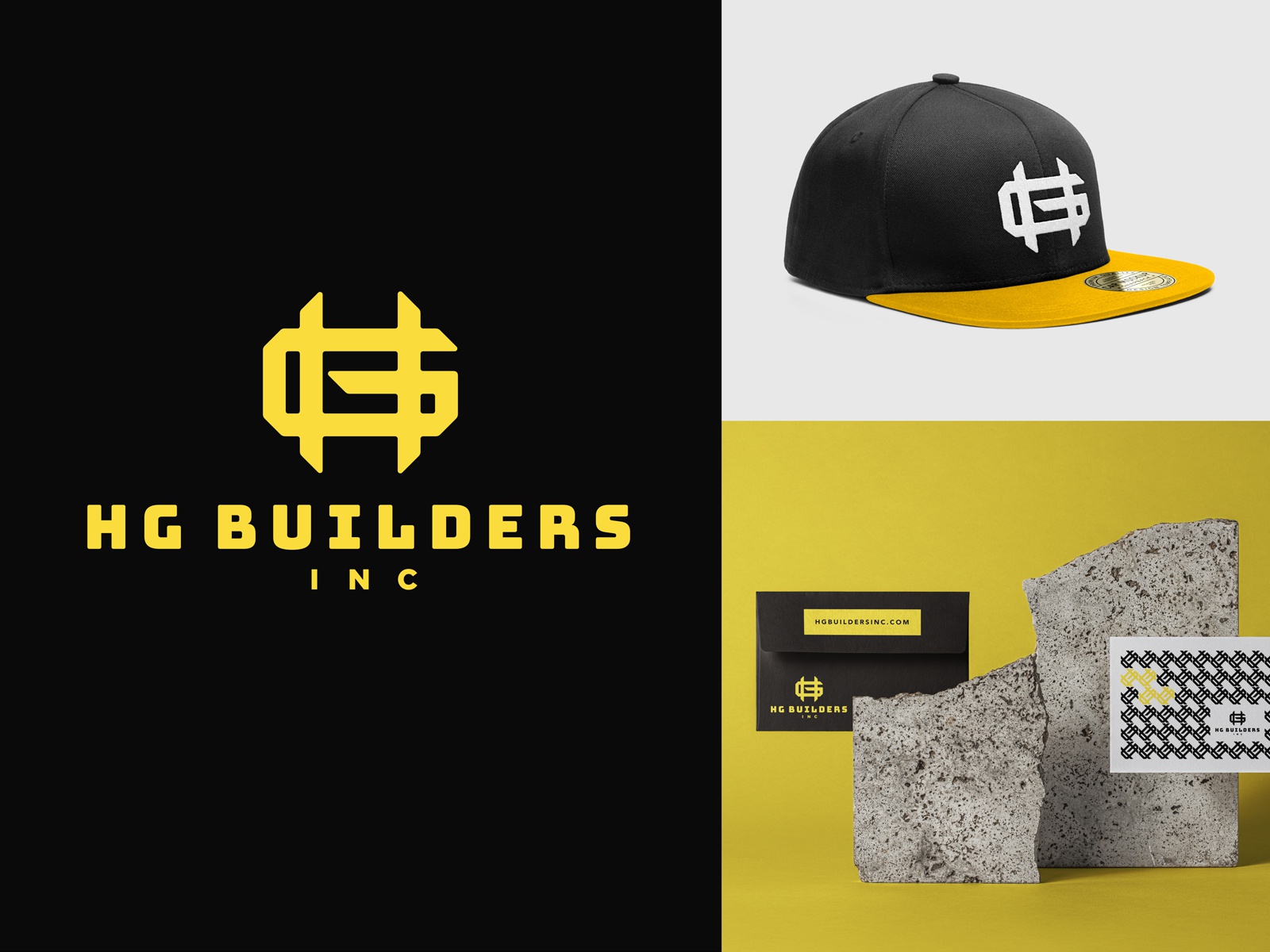 HGB INC yellow black initials card letter envelope hat cap constructio.jpg