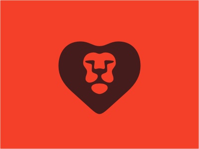New Lion logo head animal lion wild heart orange brown sports chocolat.jpg
