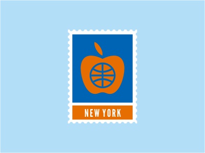 New York Knicks logo stamp nba sports basketball ball fruit apple oran.jpg