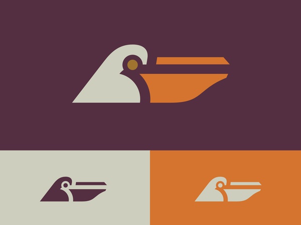 Pelican logo animal bird pelican purple orange beige mascot sports.jpg