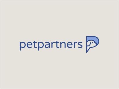 Petpartners logo animal pet head dog initials blue beige network speec.jpg