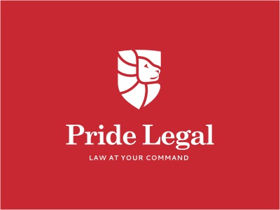 Pride Legal logo animal cat head wild lion pride law red shield networ.jpg