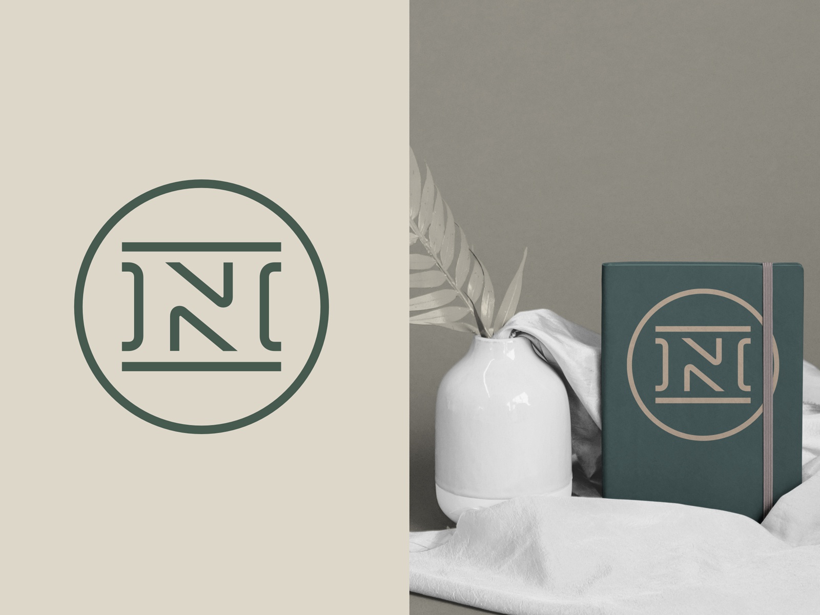 Project N circular notebook beige green monoline negative monogram sea.jpg