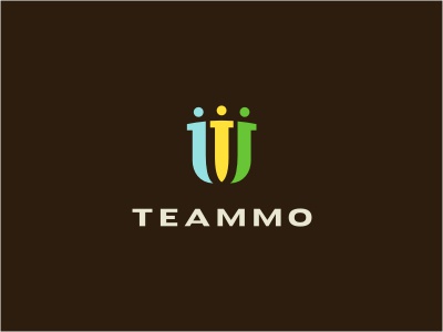Teammo logo sports shield emblem human figure blue green yellow brown.jpg
