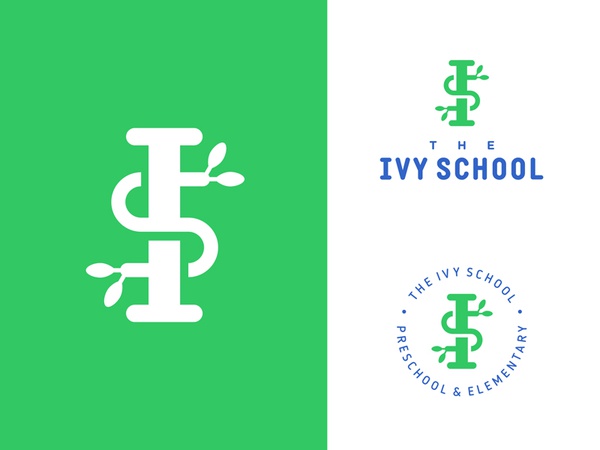 The Ivy School stamp seal plant nature initials pillar ivy kids educat.jpg