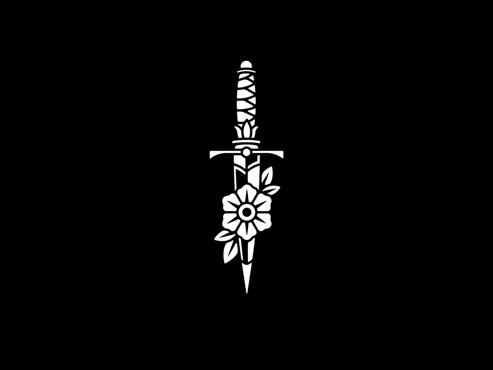 Dagger days leaf lineart traditional tattoo flower nature logo icon ve.webp