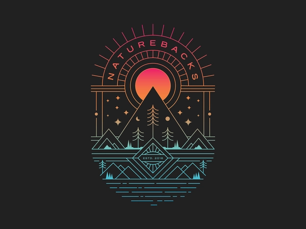 Gradient v. Nature stars sun shirt apparel vector nature minimal illus.webp