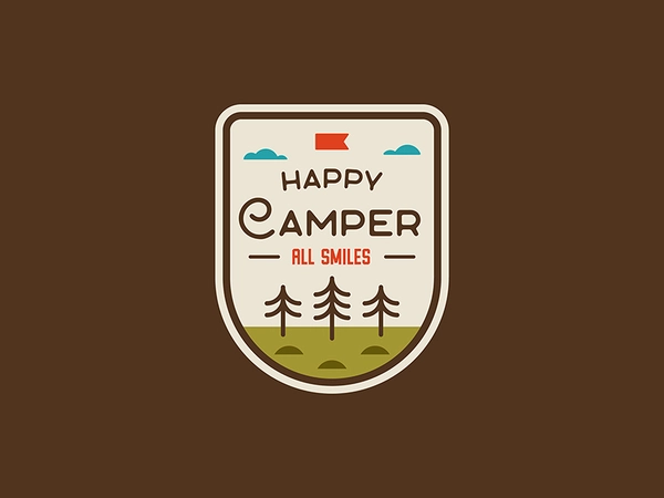 Happy Camper forest minimal flag tree camping camp patch badge nature.webp