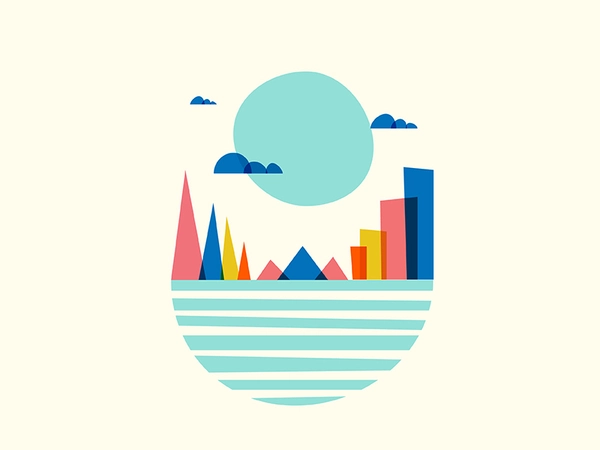 Little World vector mountain tree city illustrator illustration cloud.webp