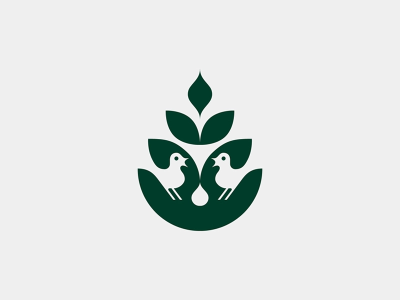 Organic Tea eco green ecology logo brand branding identity icon bird t.webp