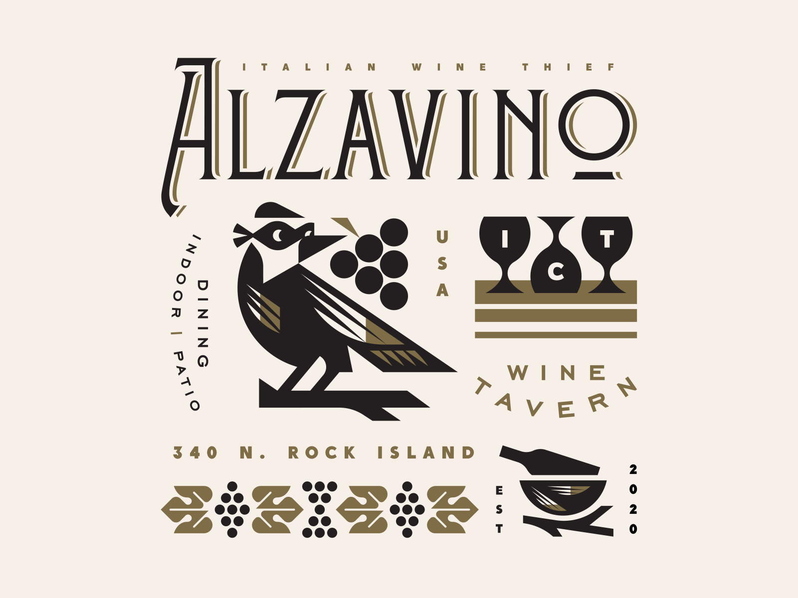 Alzavino Wine Thief bar galss branch nest wine grapes thief bird.png
