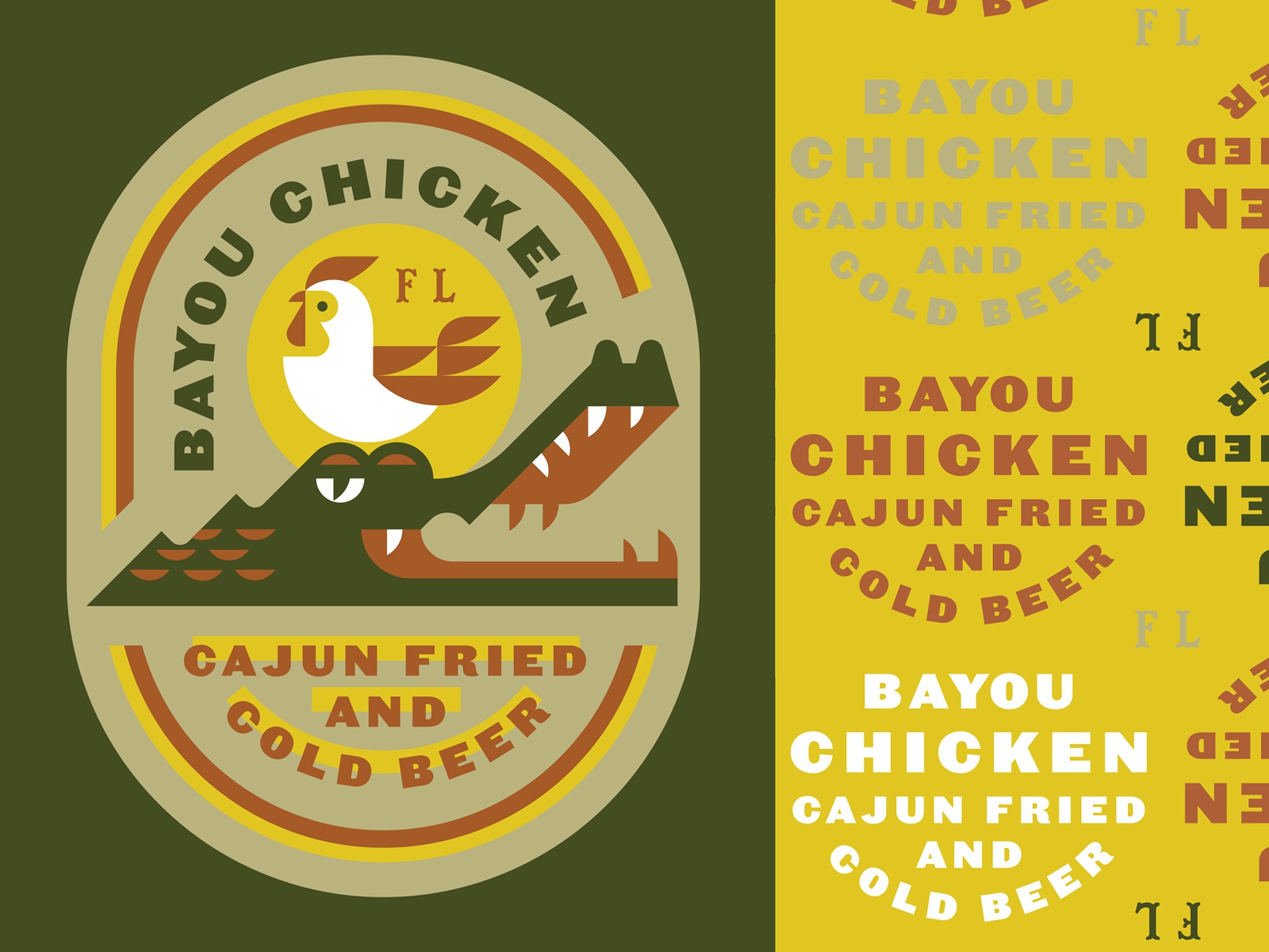 Bayou Chicken eat beer food animal badge crocodile gator.jpg