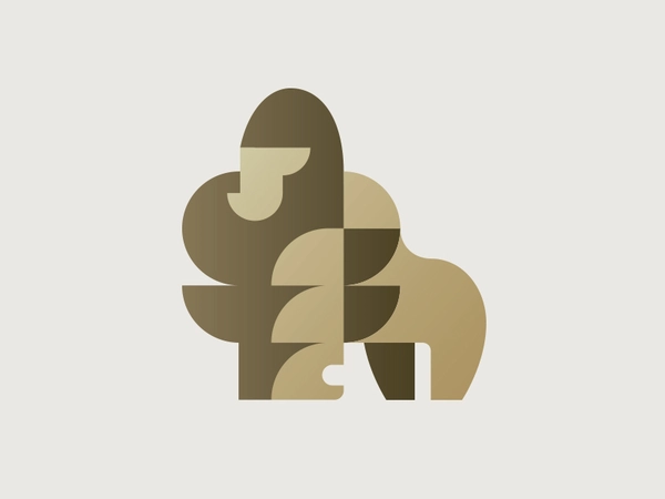 Gold Gorilla gorilla animal geometric gold money ape logo simple.webp
