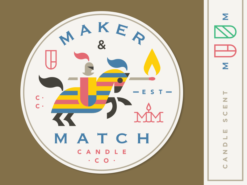 Maker  Match Candle Co. Labels ride label flame knight horse candle.gif